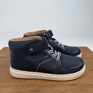New Little Kids Stride Rite Zayn Navy Faux Leather Mid Sneakers Size 13 C NIB